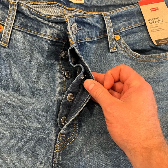Levis Denim Jeans Womens 20W Wedgie Straight High Rise Ankle Button Fly Blue New - Picture 7 of 11